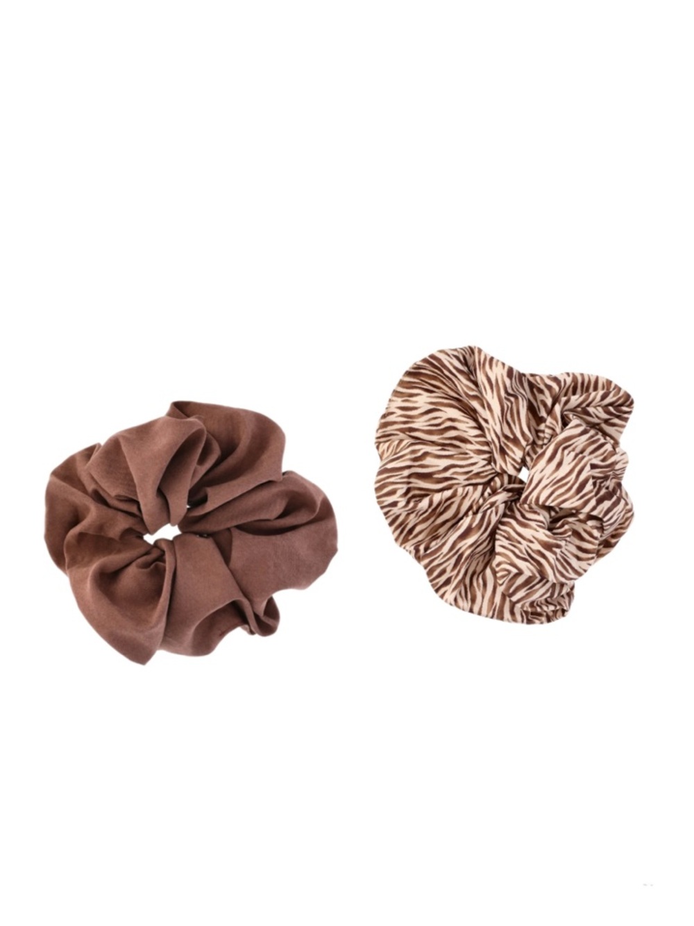 Time and Tru Brown And Zebra Cream Print Ponytail Large Scrunchies - Picture 4 of 7